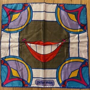 Peter Max Vintage Lips Original Artist Silk Square scarf.